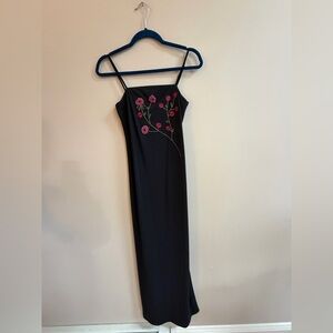 City Triangles Y2K Vintage Beaded Embroidered Floral Black Whimsigoth Dress